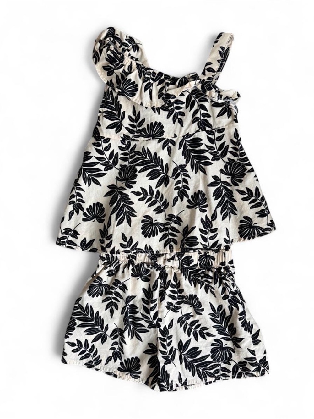 Black & White Leaf Print two piece set
